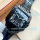 Knockoff Cartier Santos De Cartier Quartz Watch 39mm Solid Black Rubber Strap (2)_th.jpg